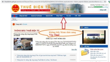 Tài khoản thuedientu.gdt.gov.vn Không thấy menu "nộp thuế" 