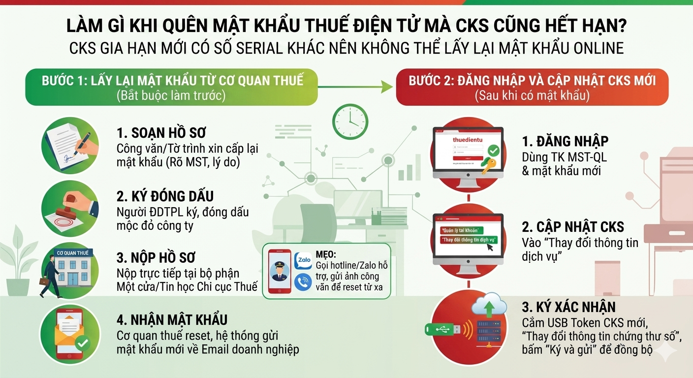 Làm gì khi quên mật khẩu vào trang thuedientu hoặc dichvucong mà CKS cũng hết hạn