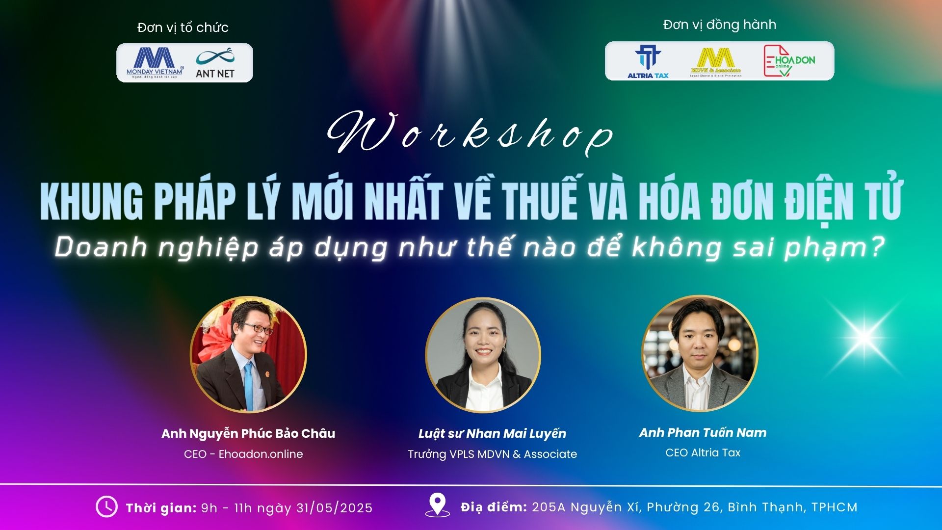 eHoaDon Online đồng hành tổ chức workshop với chủ đề: KHUNG PHÁP LÝ MỚI NHẤT VỀ THUẾ VÀ HÓA ĐƠN ĐIỆN TỬ